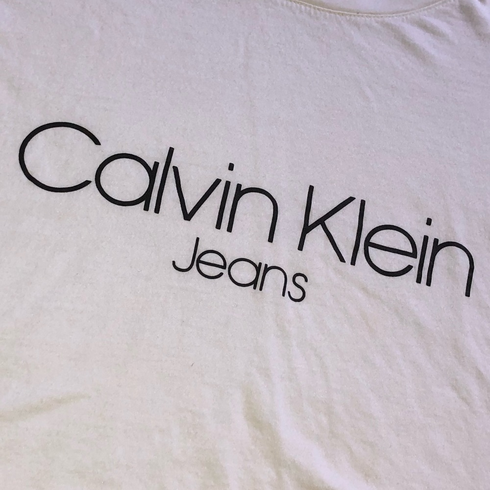 Calvin Klein white flowy crop top